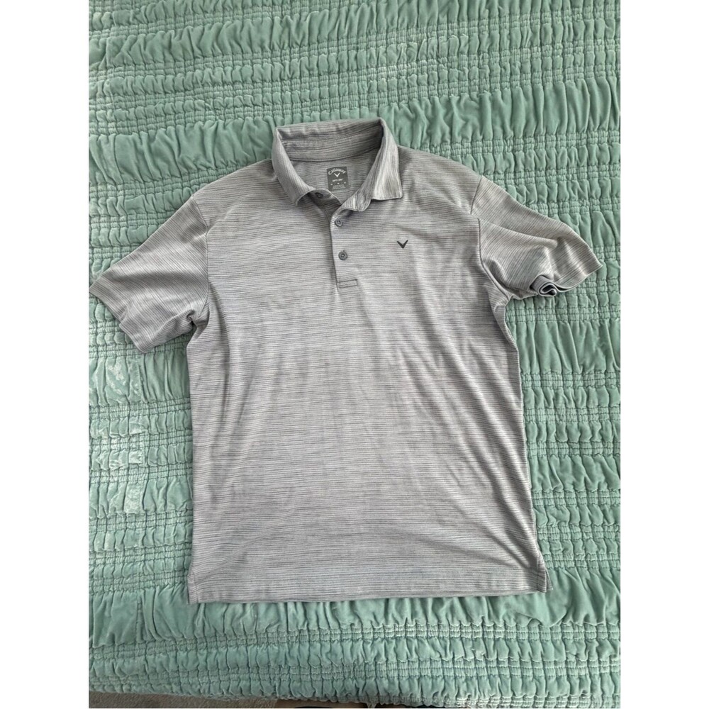 Callaway Men’s Heather Gray Striped Polo-Med